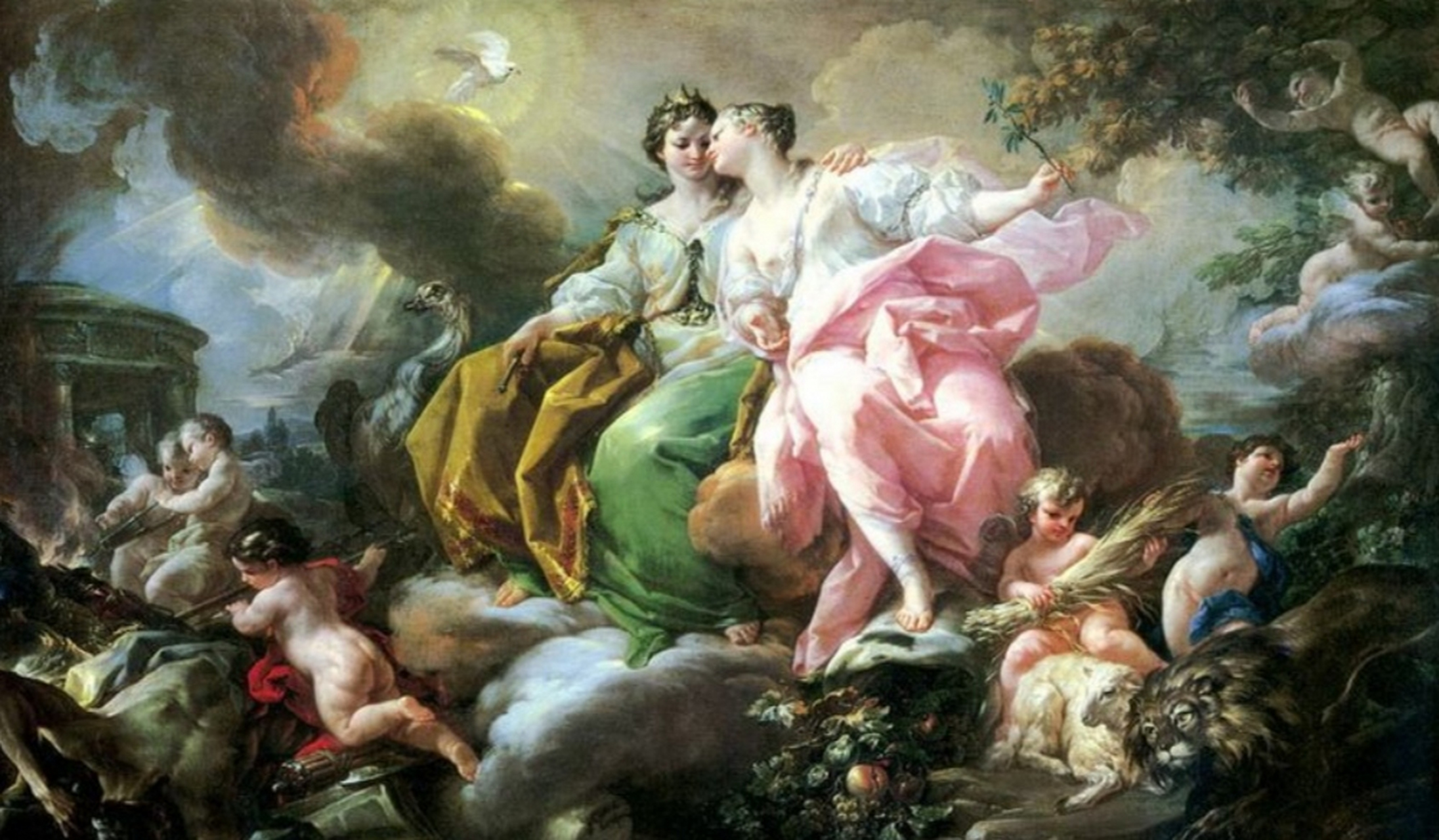 世界名画欣赏(17) 作品:正义与和平的寓意  作者:贾昆托 意大利  收藏