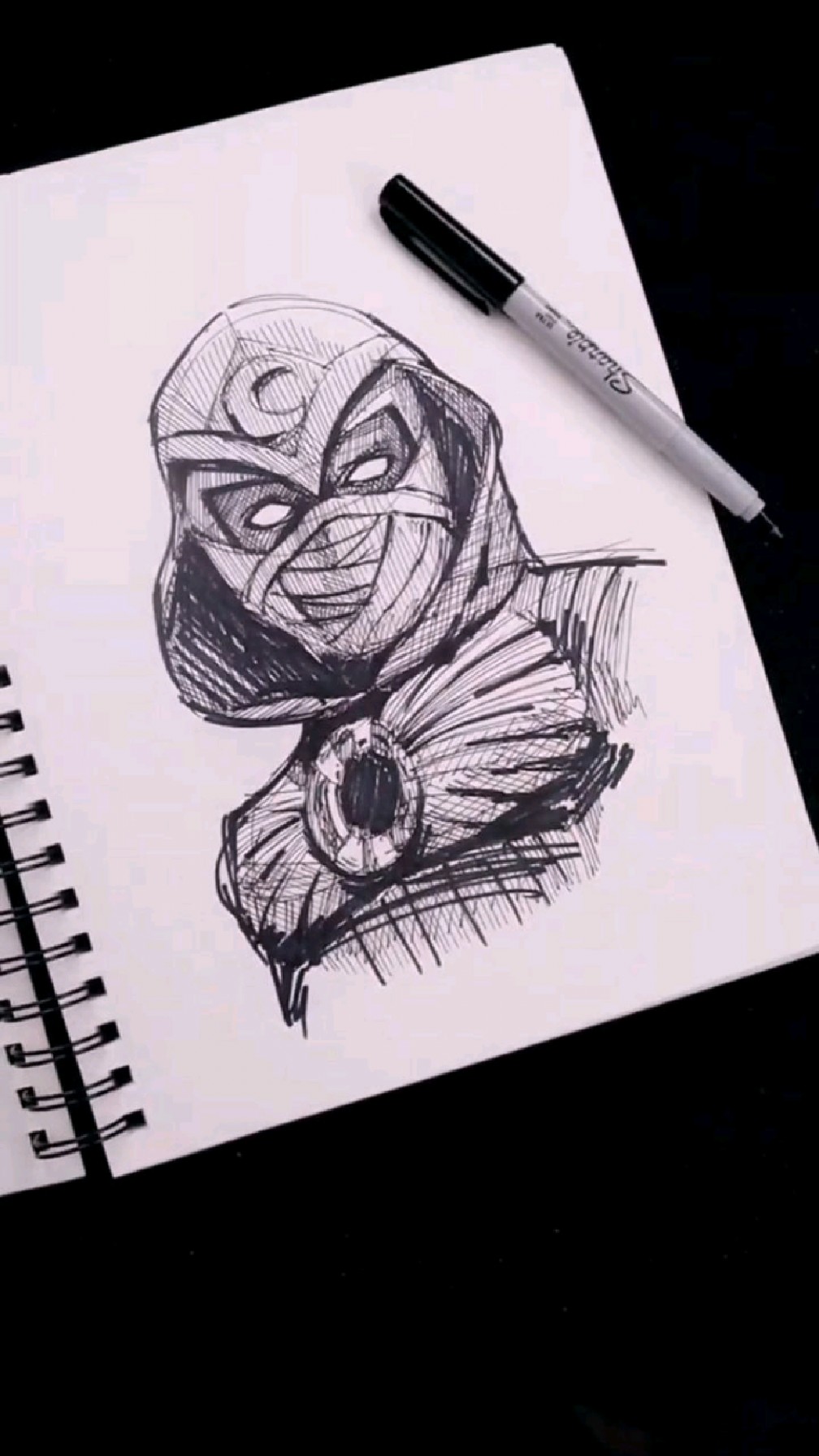 我的绘画日记:速写漫威超级英雄月光骑士-度小视