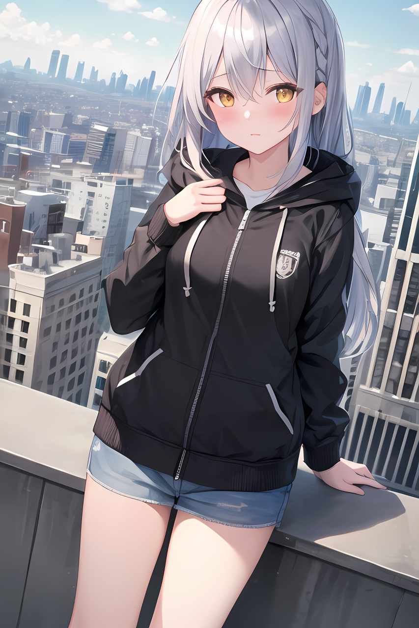 al绘画# #ai# ai绘画第188期 银发金瞳害羞的小妹妹