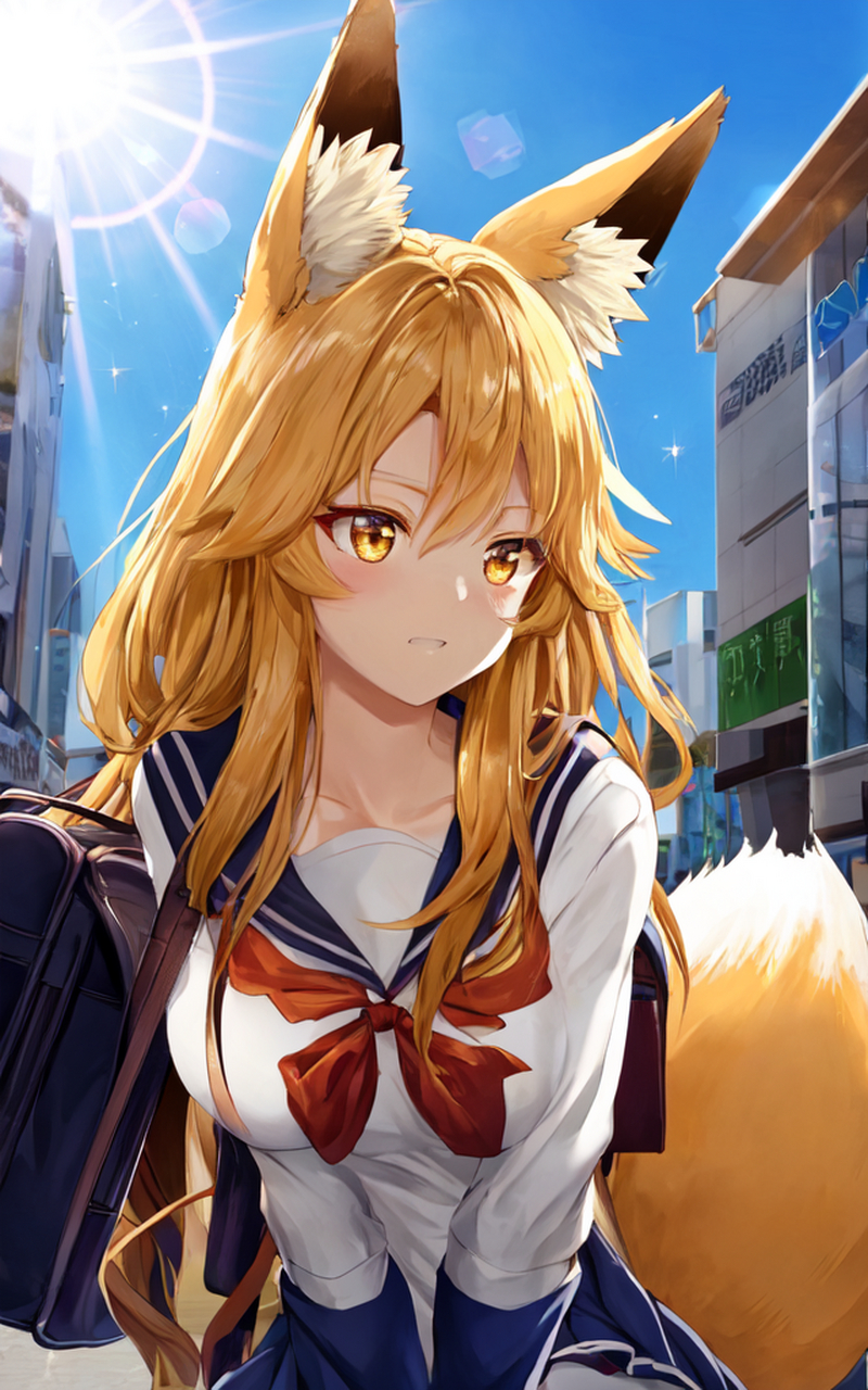 二次元#  霓虹的狐娘女高中生 画师:shiyaku