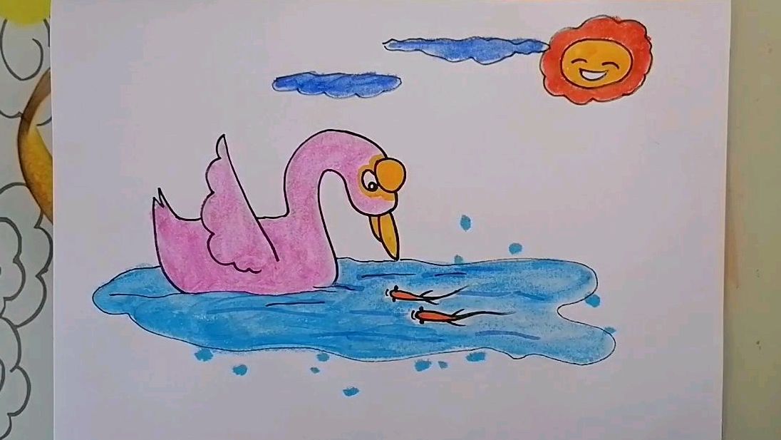 洁白美丽的大白鹅儿童画