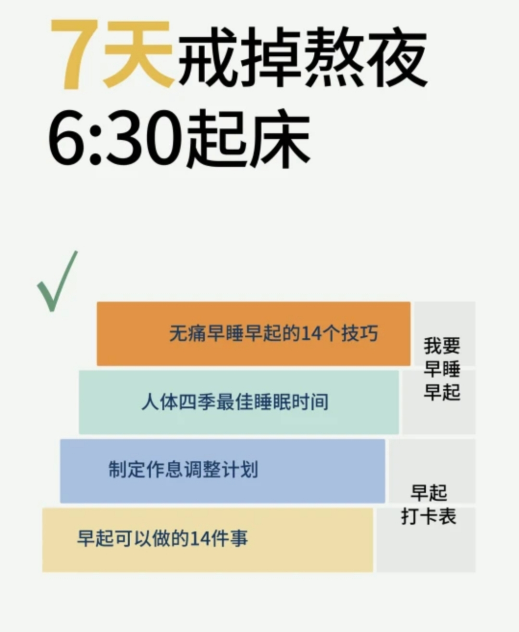 早睡早起身体好,多睡美容觉,少看手机少熬夜.