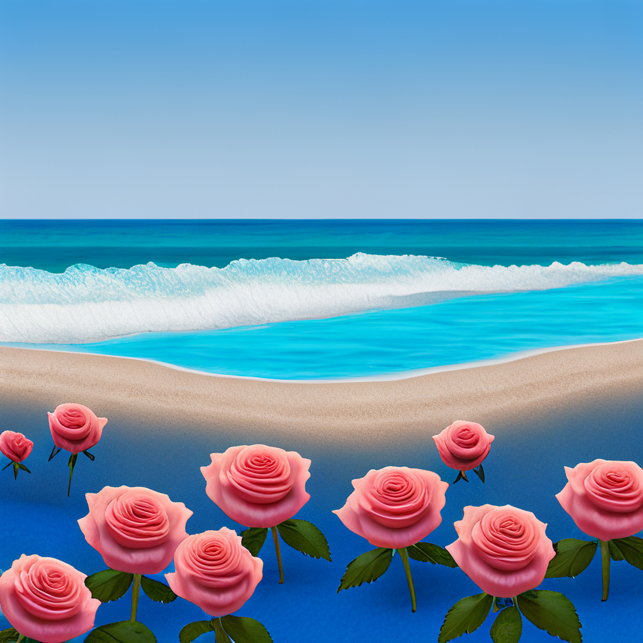 海边沙滩上的玫瑰花.