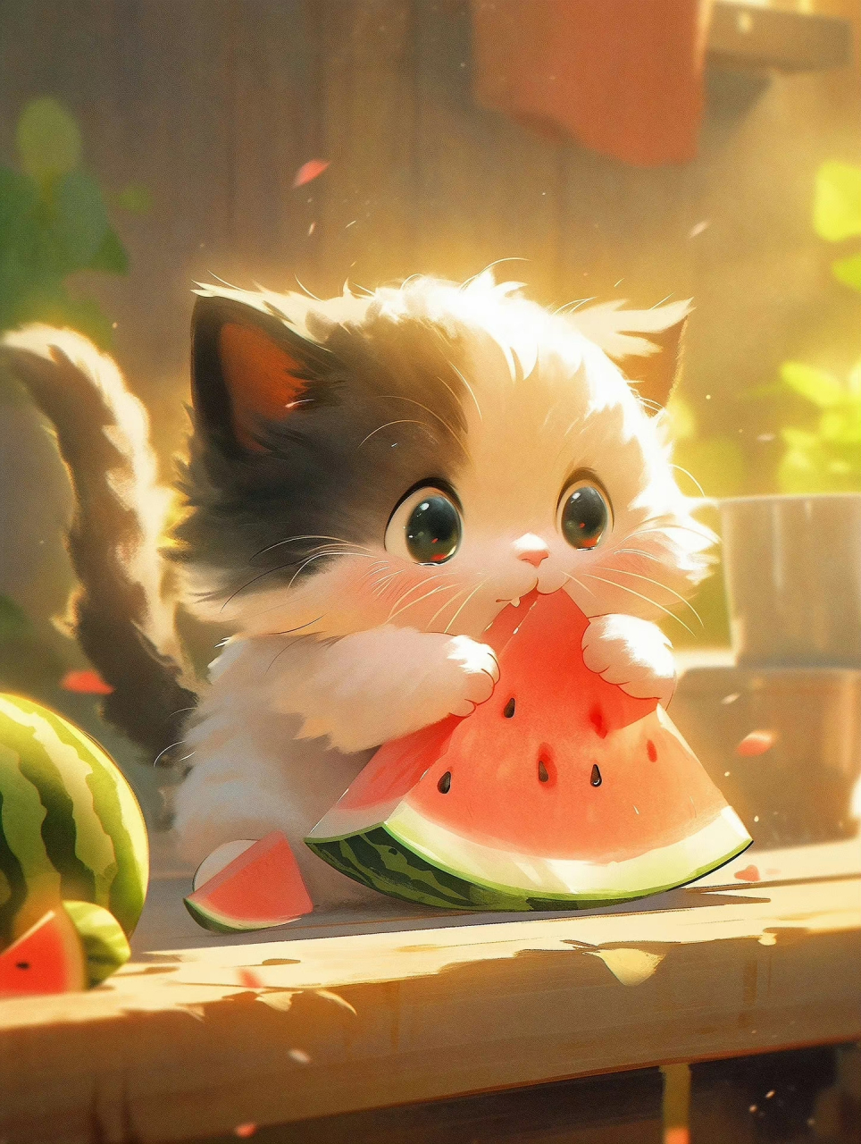 吃西瓜的小猫咪[期待]#动漫