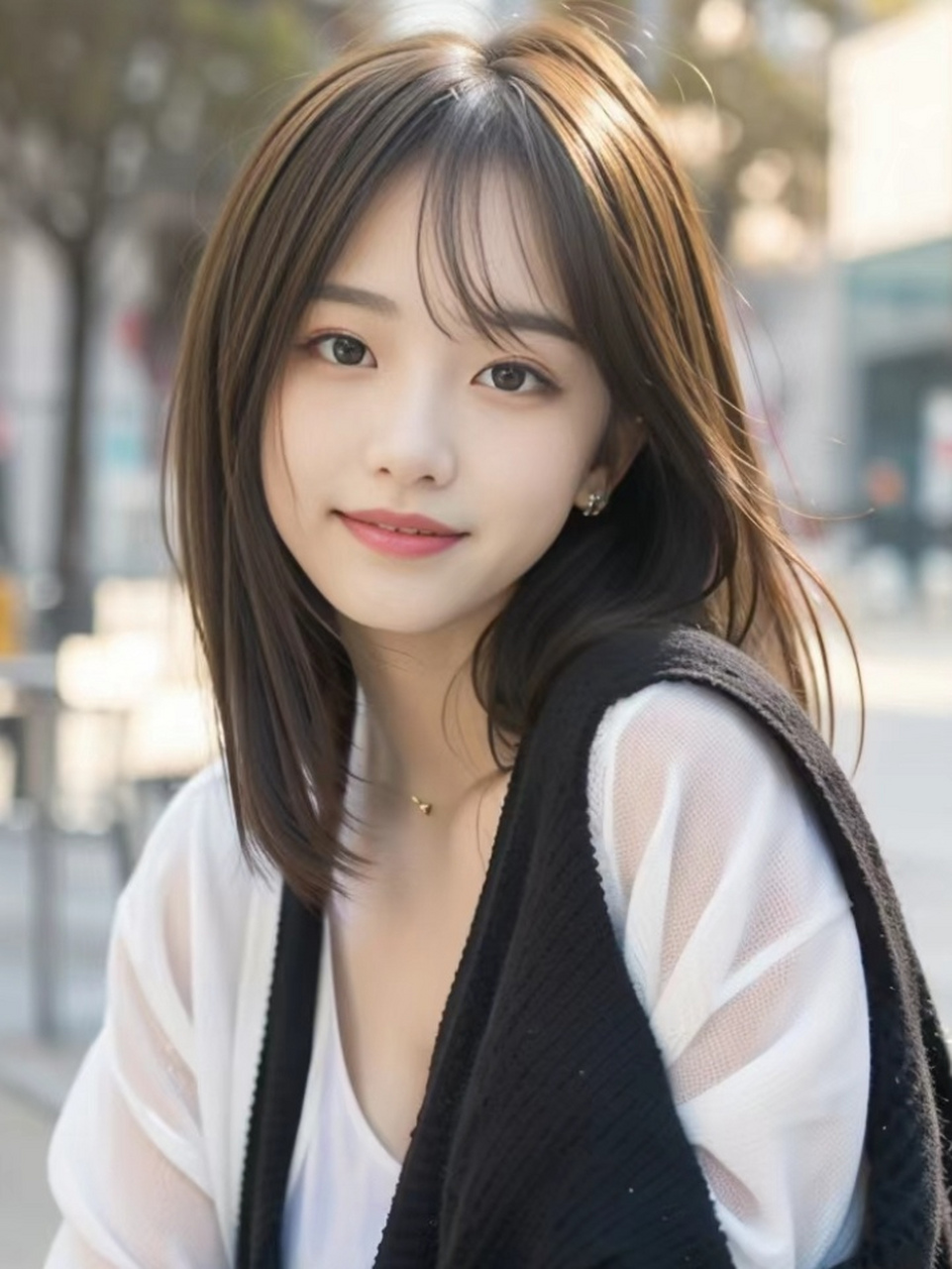 散发着自信和智慧的气质.她的笑容温暖如阳光,瞬间点亮周围的空气.