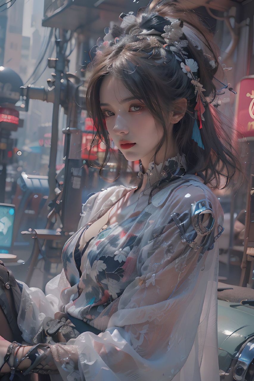 当国风与赛博朋克风相结合 #国风##赛博朋克# #美女