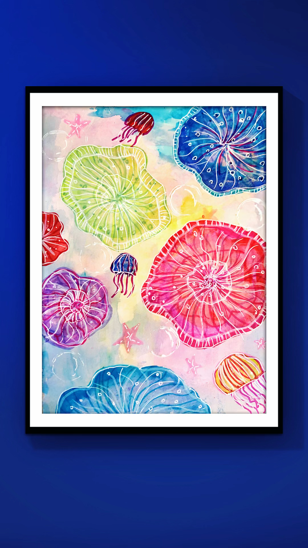 海洋生物创意绘画,水母创意绘画,少儿美术,少儿创意美术,儿童创意绘画