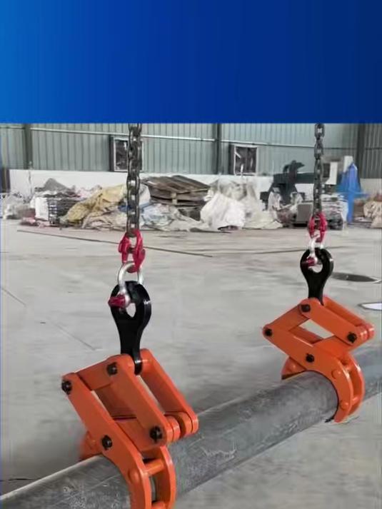 圆管圆钢夹钳水泥管吊具圆木托夹2t无痕钢管吊钳钢锭圆钢夹具夹钳