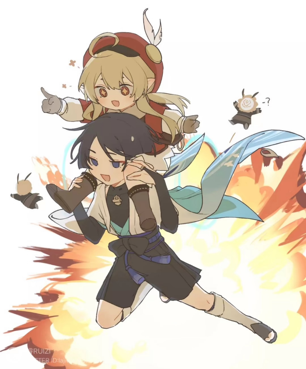 扛着可莉的散兵,简直就是升级版的雷大炮[偷笑]