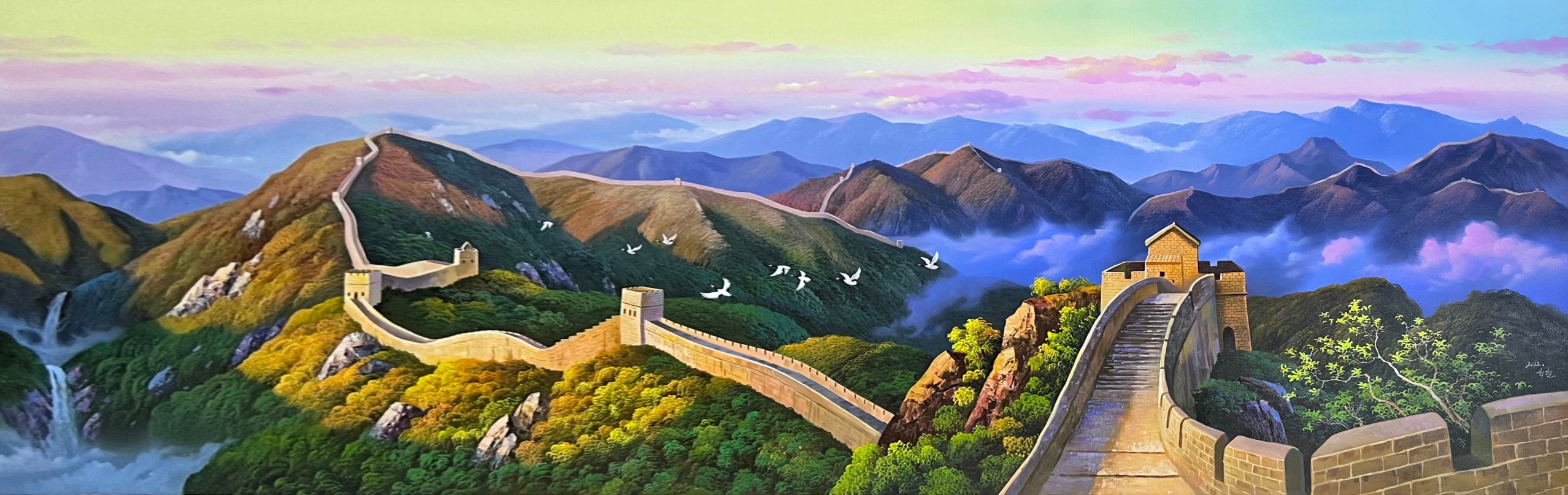 朝鲜唯美风景油画图片