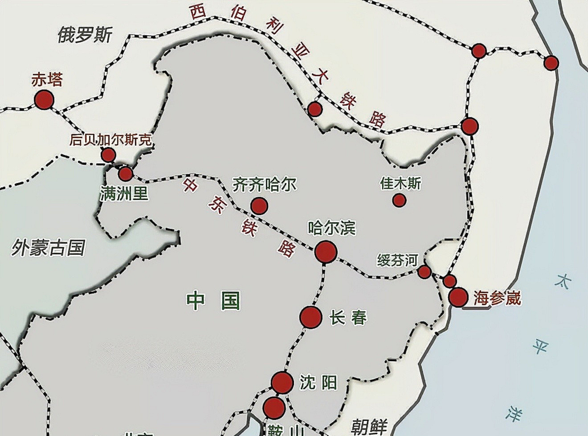 西伯利亚大铁路路线图图片