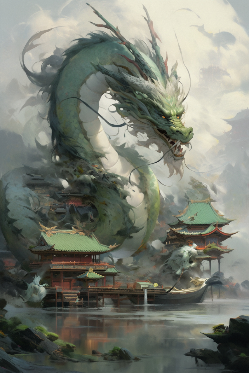 有龙有舟 人杰地灵#ai绘画# #二次元# #场景