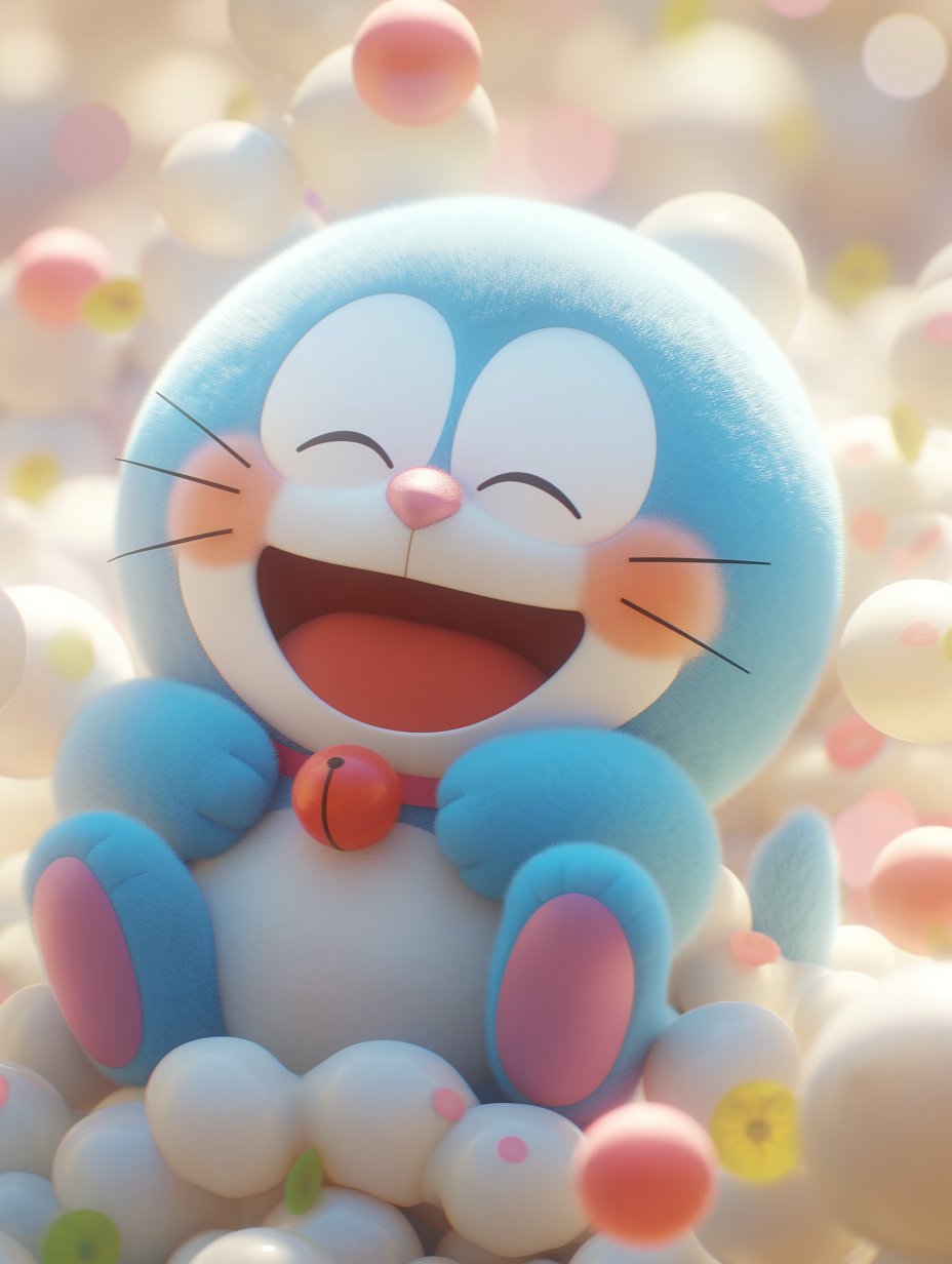 众多机器猫开心无比头像壁纸背景图