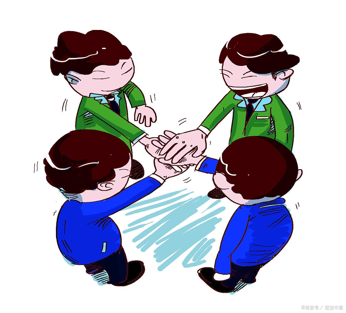 卡通图团队破冰表情包不理冲突的团队漫画版团队搞笑图片配图团结协作