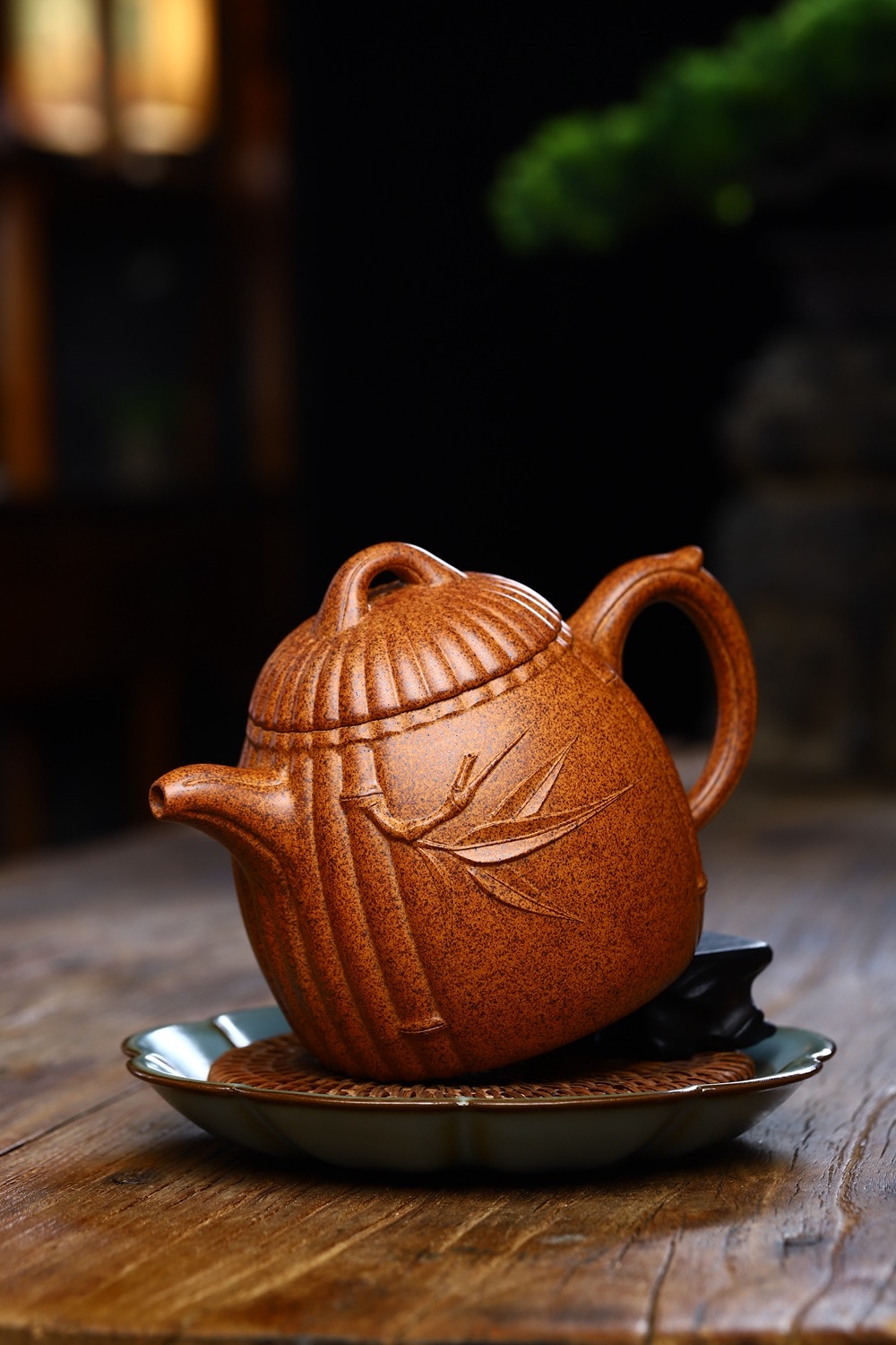 宜兴紫砂壶何其仙全手工筋纹秦权