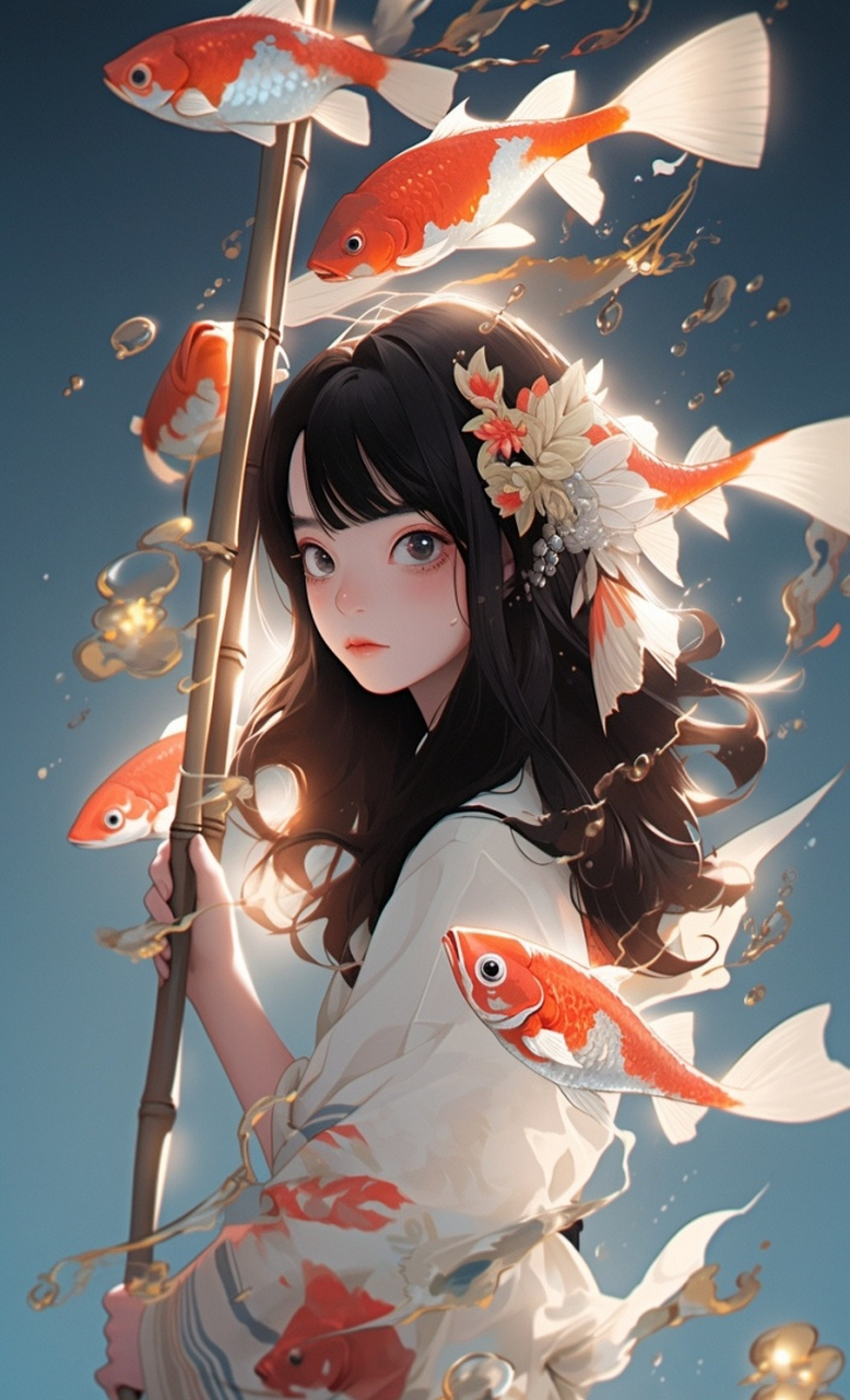 好运加倍锦鲤女孩壁纸~ 漂酿