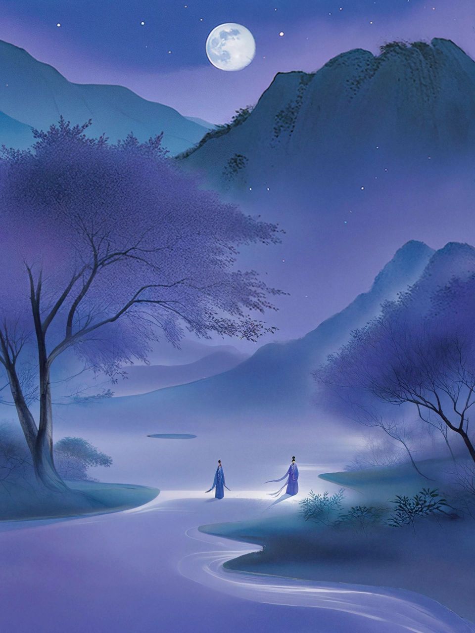 古风图:一江明月,回首少了谁;一杯浊酒,相逢醉了谁;一年春事,桃花红了