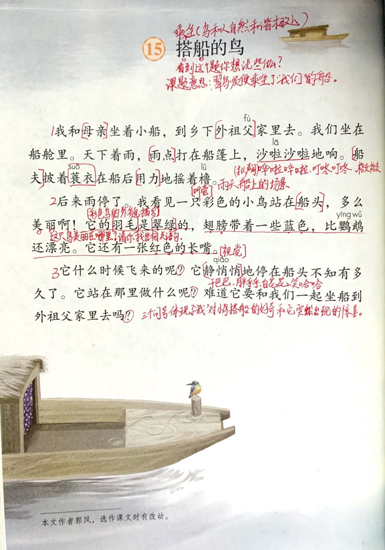 三年级上册语文《15搭船的鸟》知识梳理和教师笔记