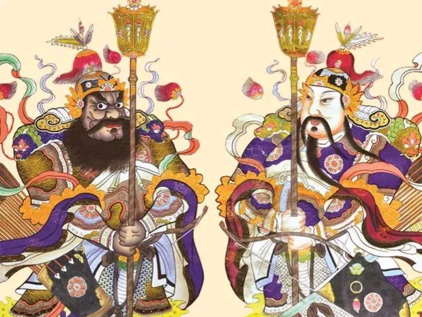 1,神荼和郁垒:出自神话传说,两兄弟在度朔山上的桃树下,阅领万鬼 