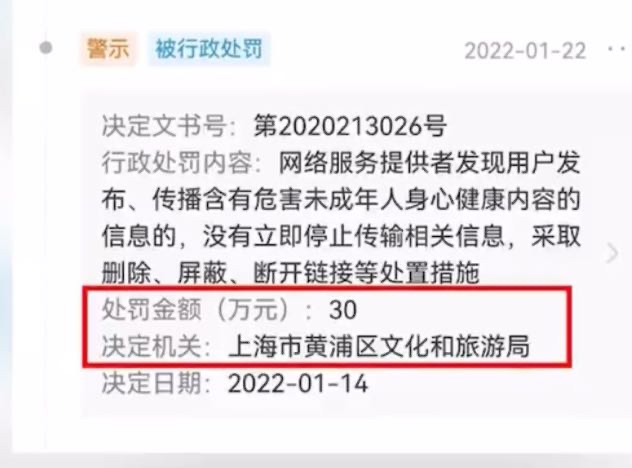 小红书因违反未成年人保护法被罚30万