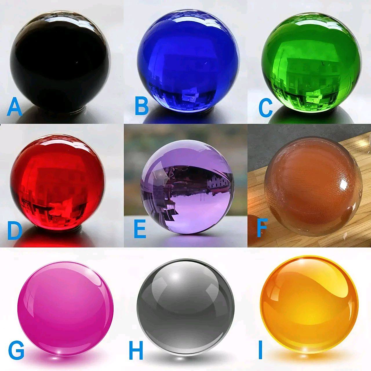 从图中不同颜色的玻璃球中,选出你最喜欢的一个!