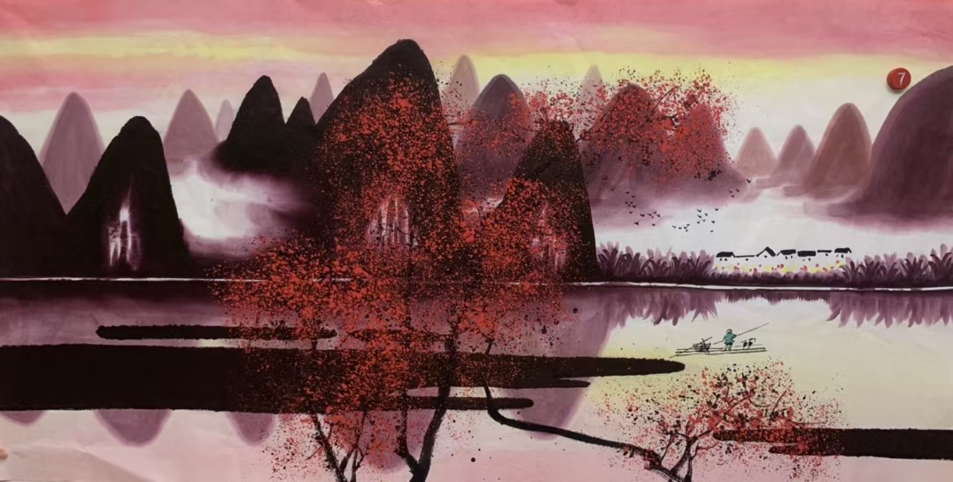 桂林山水甲天下曾松涛山水画国画(挂客厅,送礼,乔迁送礼)