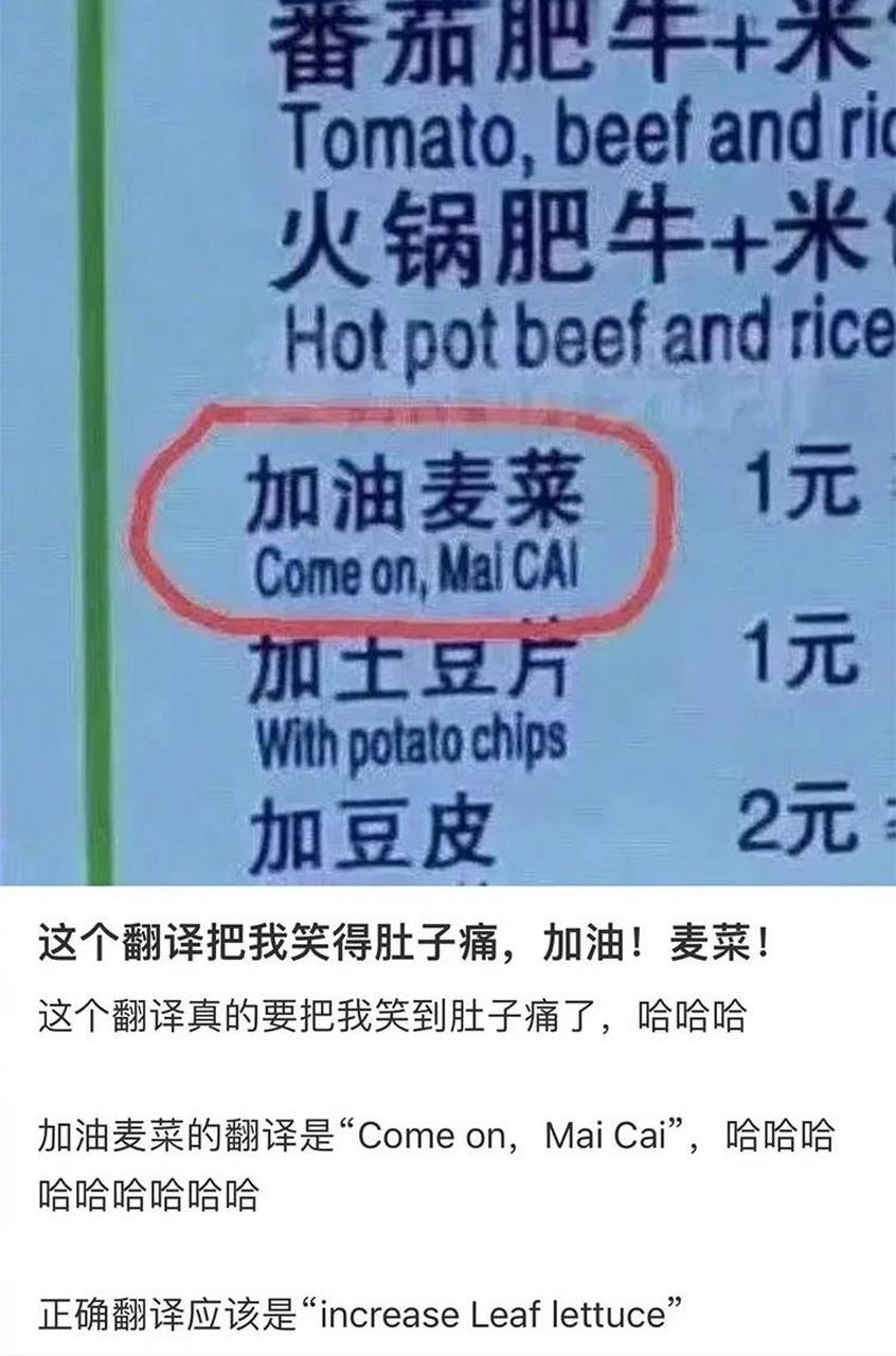 搞笑# 我们的汉语博大精深,这菜名翻译得很励志的.[笑哭]
