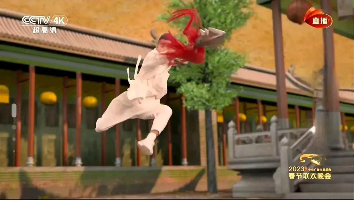 央视春晚武术表演,赵文卓转身腾空回马枪,动作潇洒英姿飒爽