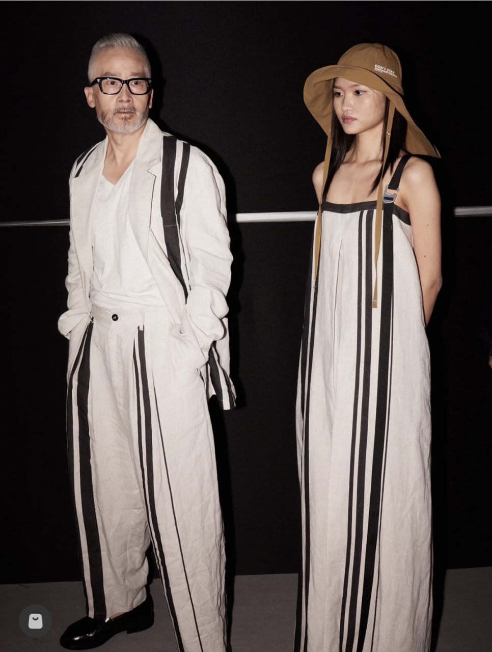 red label兩露麻条纹套装 这款纯天然有机环保兩露麻材质的条纹面料