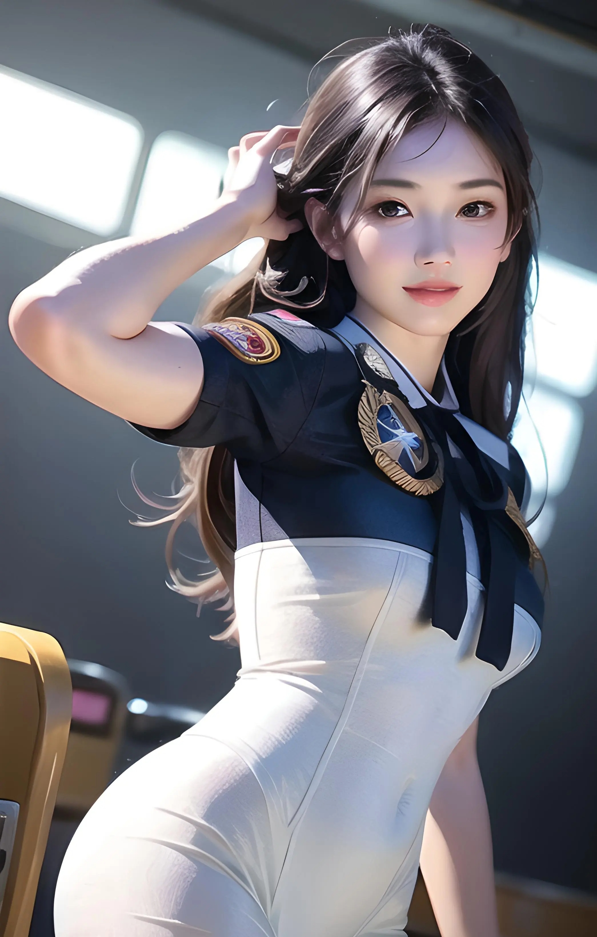 妩媚动人的女飞行员