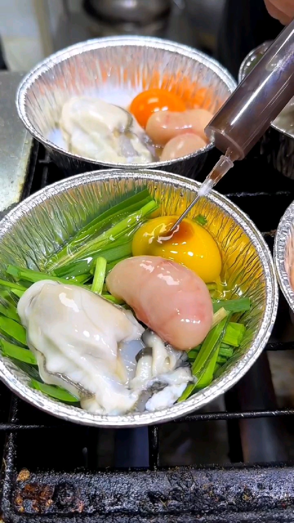 在家也可以吃到的小吃,锡纸生蚝蛋堡#美食