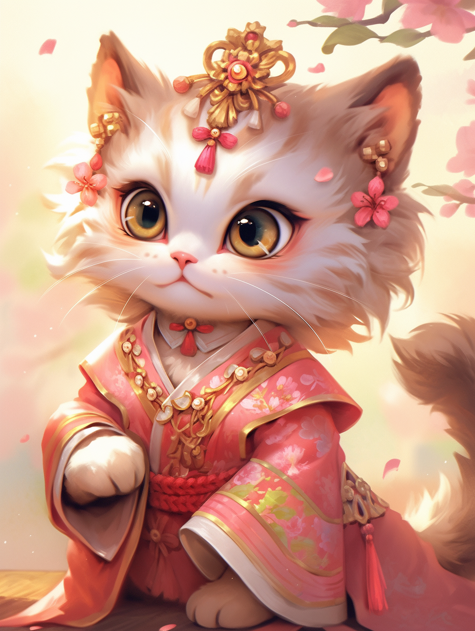 古装小猫咪可做头像壁纸背景图