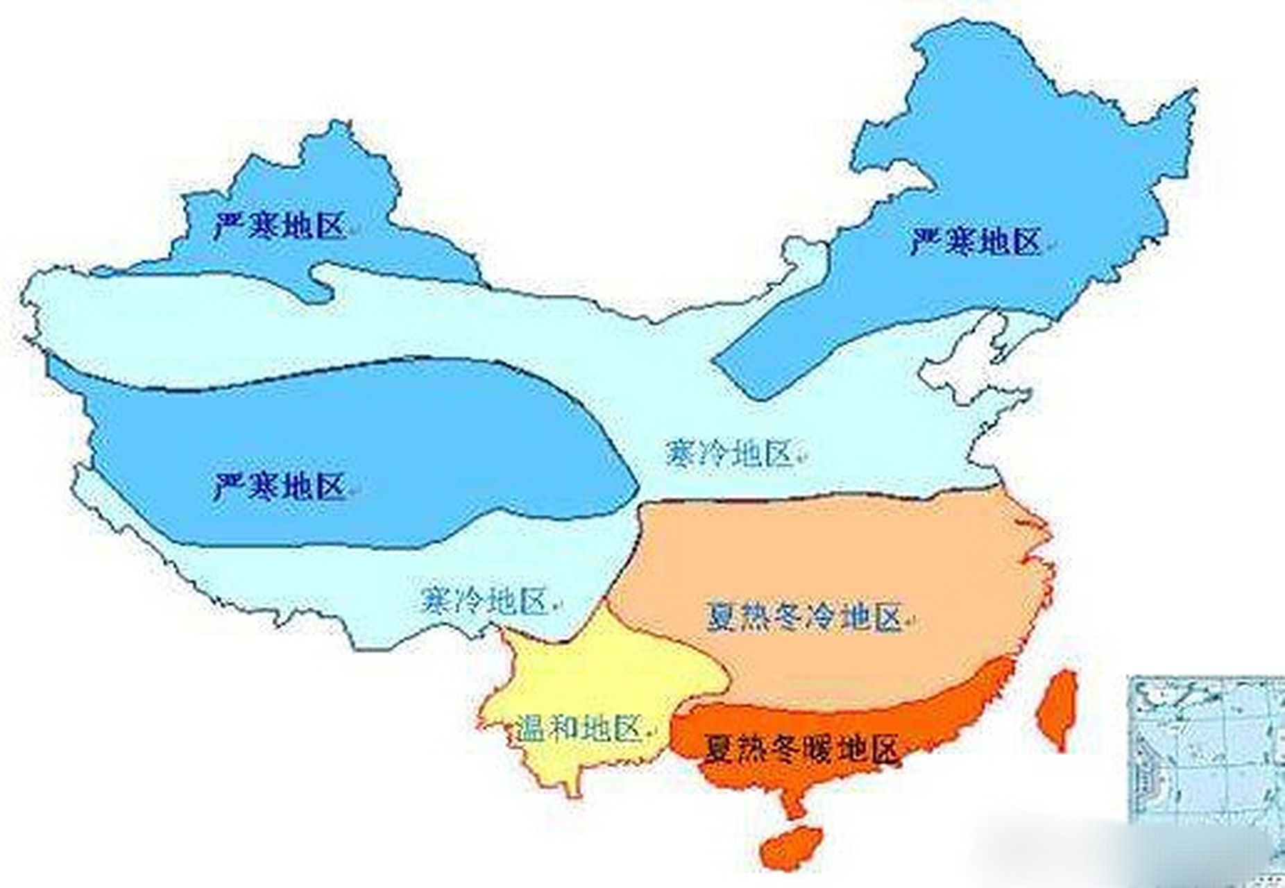 中国建筑气候区划图:建筑气候区划是出于使建筑更充分地利用和适应