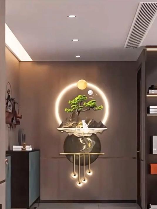 流水生财玄关装饰山水挂画 玄关画 客厅装饰画 家居装饰画