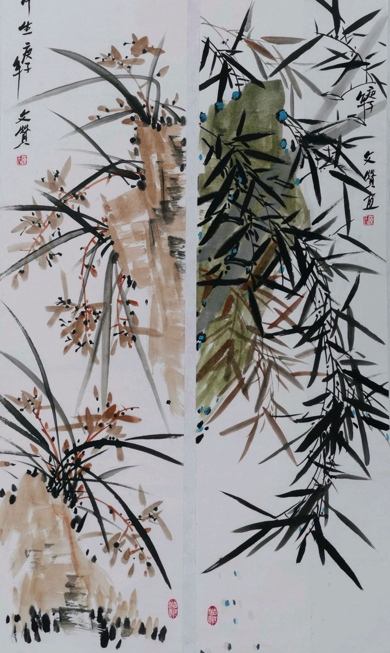 兰竹相伴幽香甜美,原创国画分享