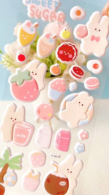 卡通可爱的饭粒贴画贴哪都好看