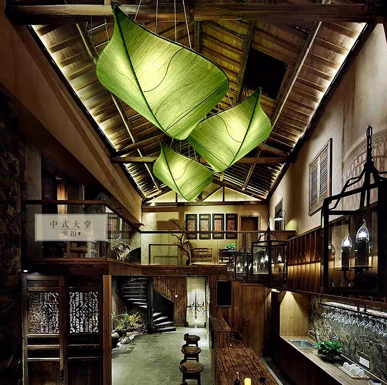 自然森林创意会所酒店工程吊灯 空间设计装修主题