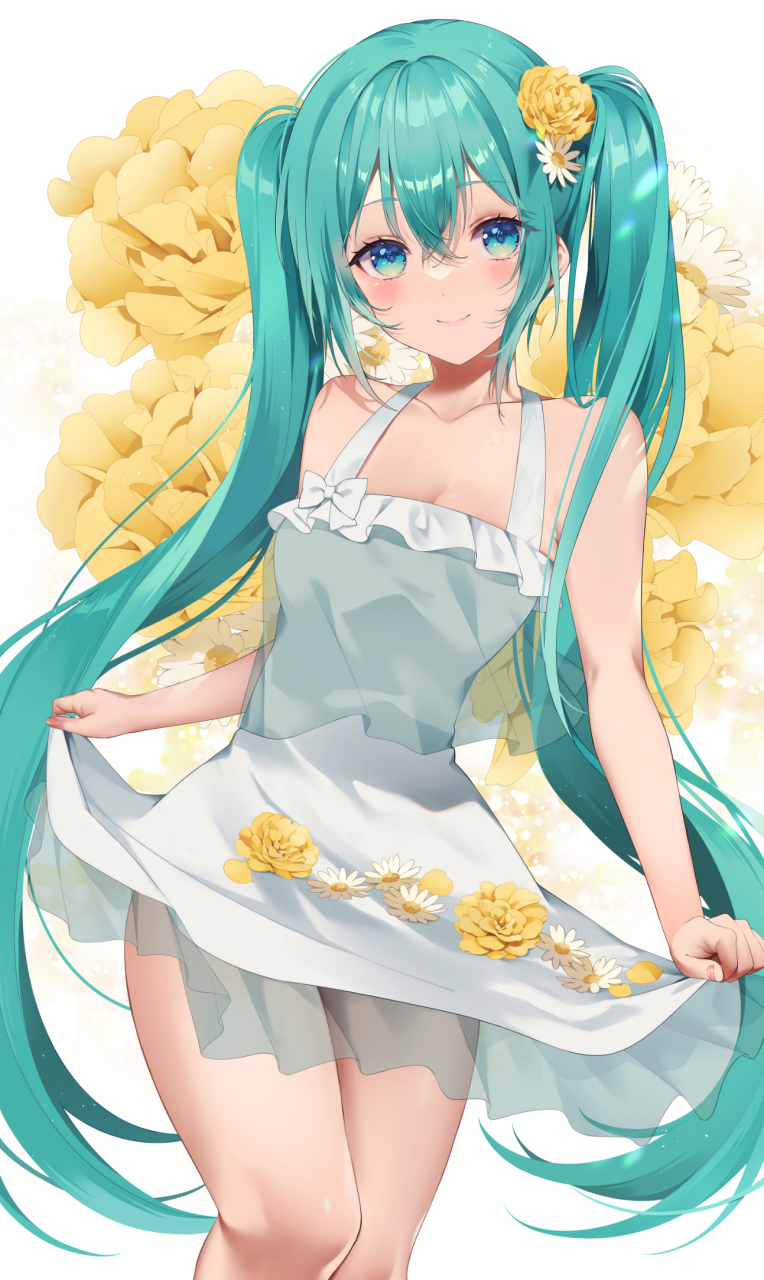 初音殿下,裙子上的菊花,很美哟[鼓掌]#二次元#  画师:のべる