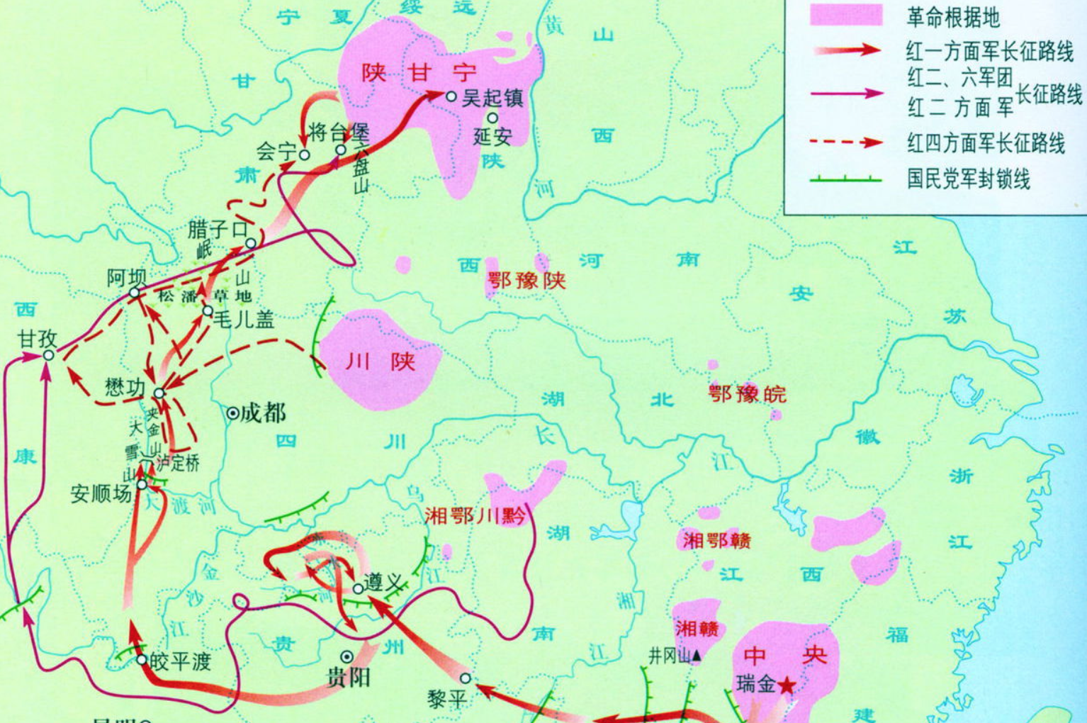 自驾游红军长征路线图图片