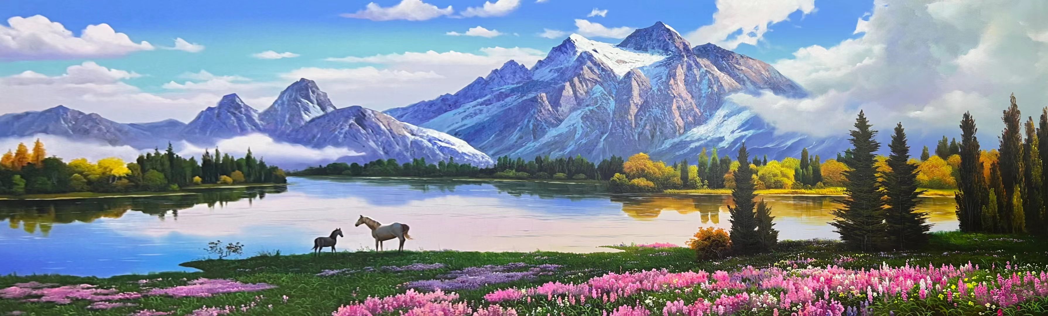 朝鲜唯美风景油画图片
