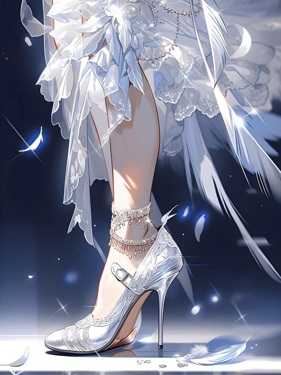 纯洁的美|白色火烈鸟高跟鞋-足部特写镜头 白色是一切的开始07