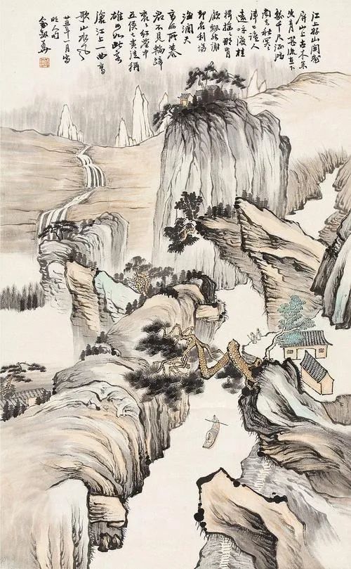 这山水,构图丰满,含蓄有味,自成一格!Ⅰ俞剑华·绘