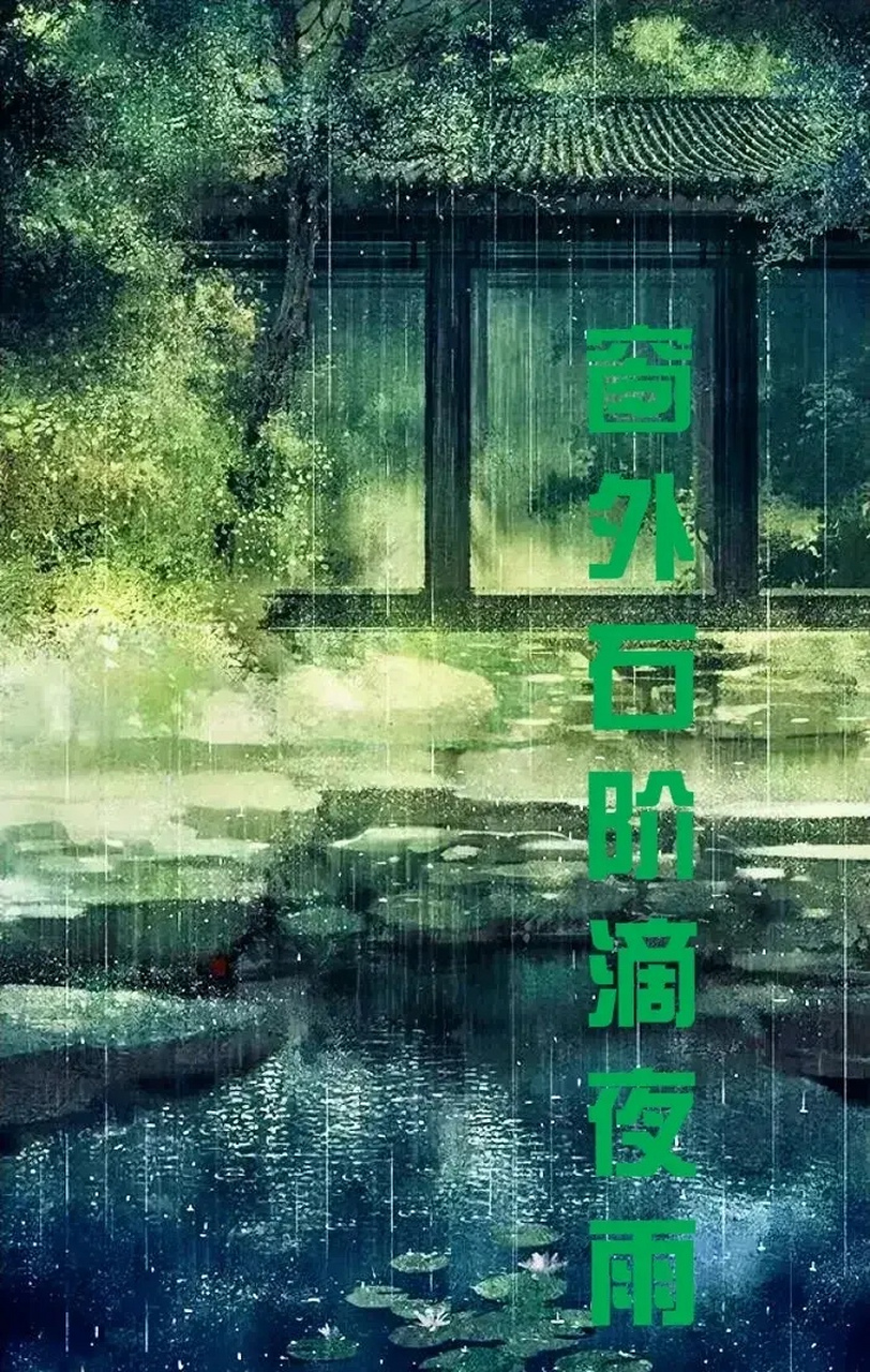 上联:窗外石阶滴夜雨,声声慢; 上联:闲裁蕉叶题诗句, 下联:?