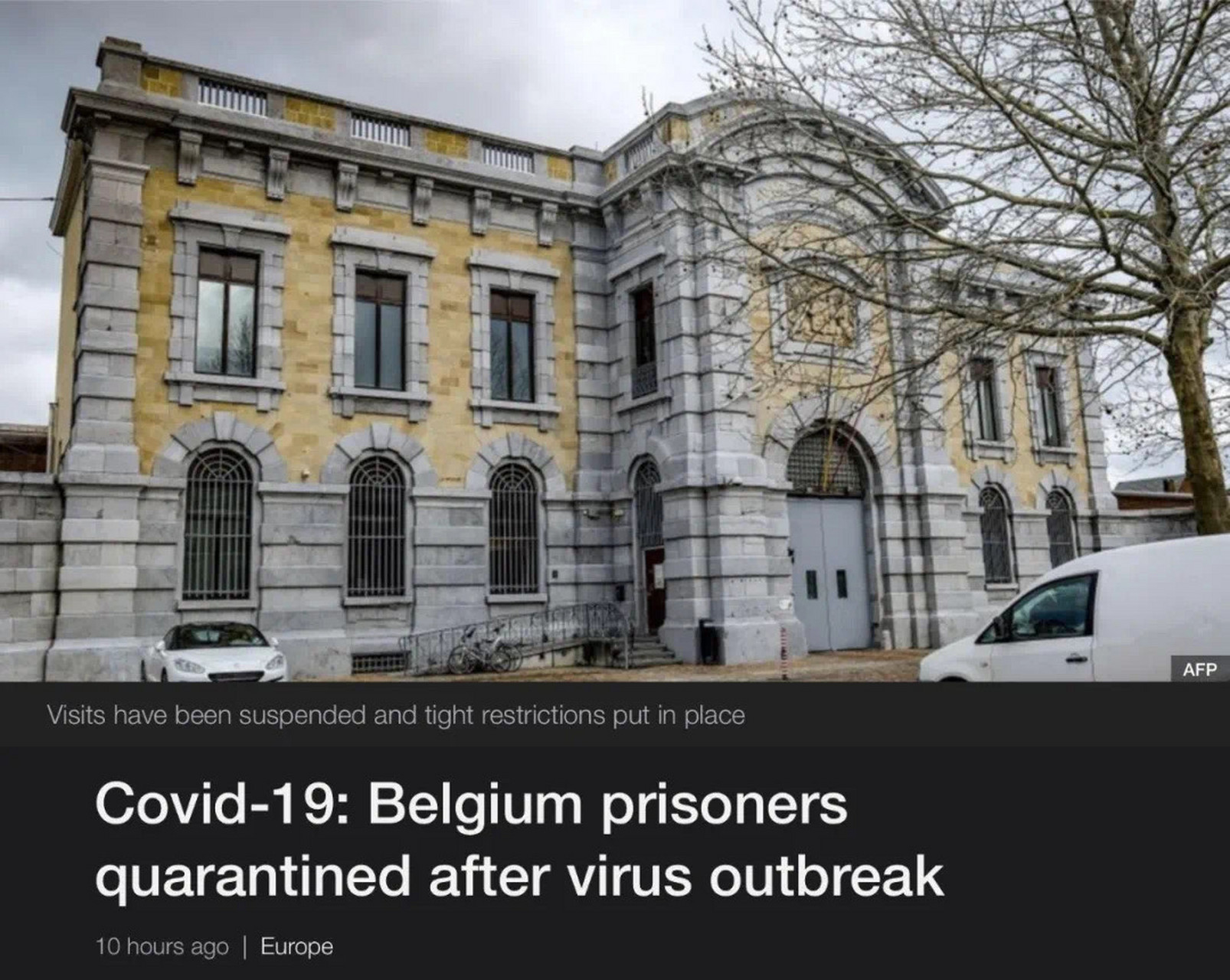 比利时监狱中新冠病毒传播,囚犯只能在监狱中进行隔离 bbc 02月28日