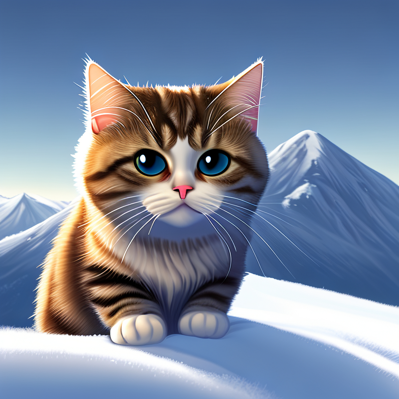 雪山上有一只可爱的猫猫 #百度ai绘图黑科技