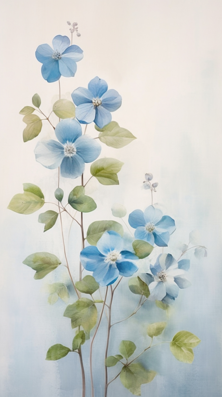 淡蓝色的花清新脱俗.#手机壁纸