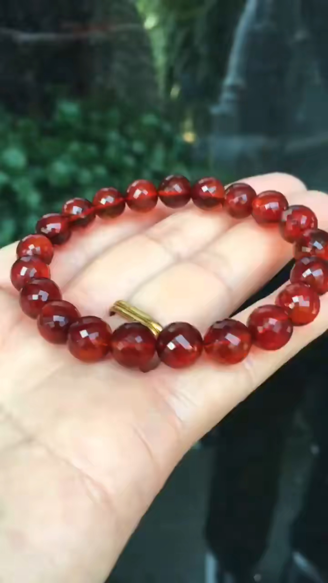 精品玻璃种血珀正樱桃红手串