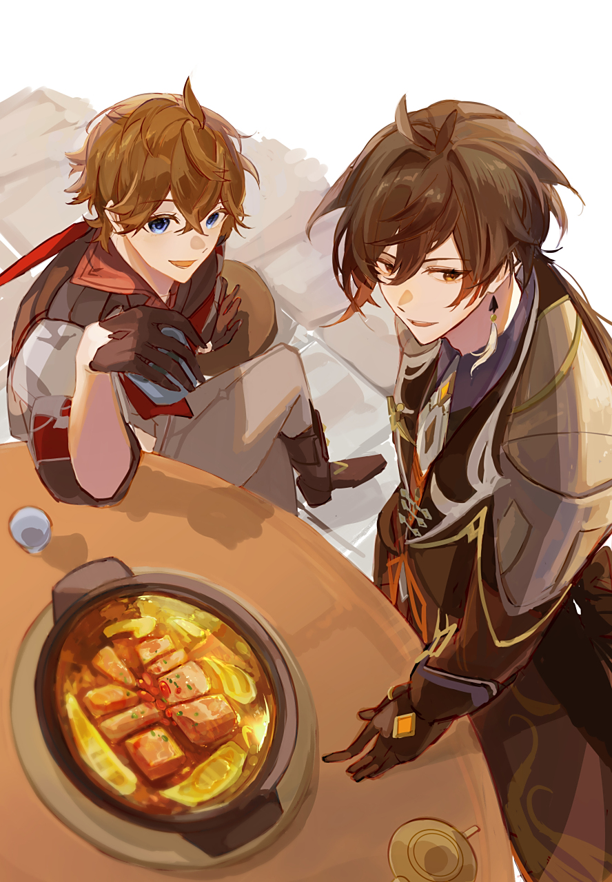 非常鲜美可口的哦——达达利亚&钟离(原神)#二次元#  画师:fusyo fuka