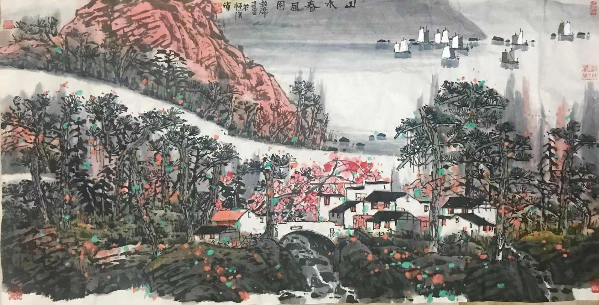 画家林敦席的彩墨山水画中处处体现着诗情,意境高远深邃