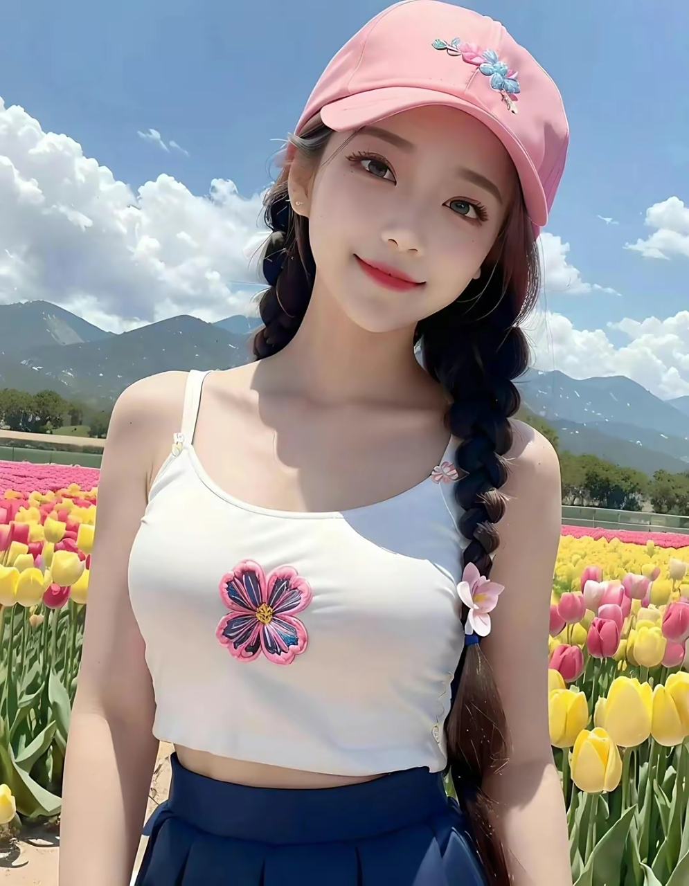 麻花辫最是俏皮可爱,配上成熟的身材,可人的五官,整体上更是美得让